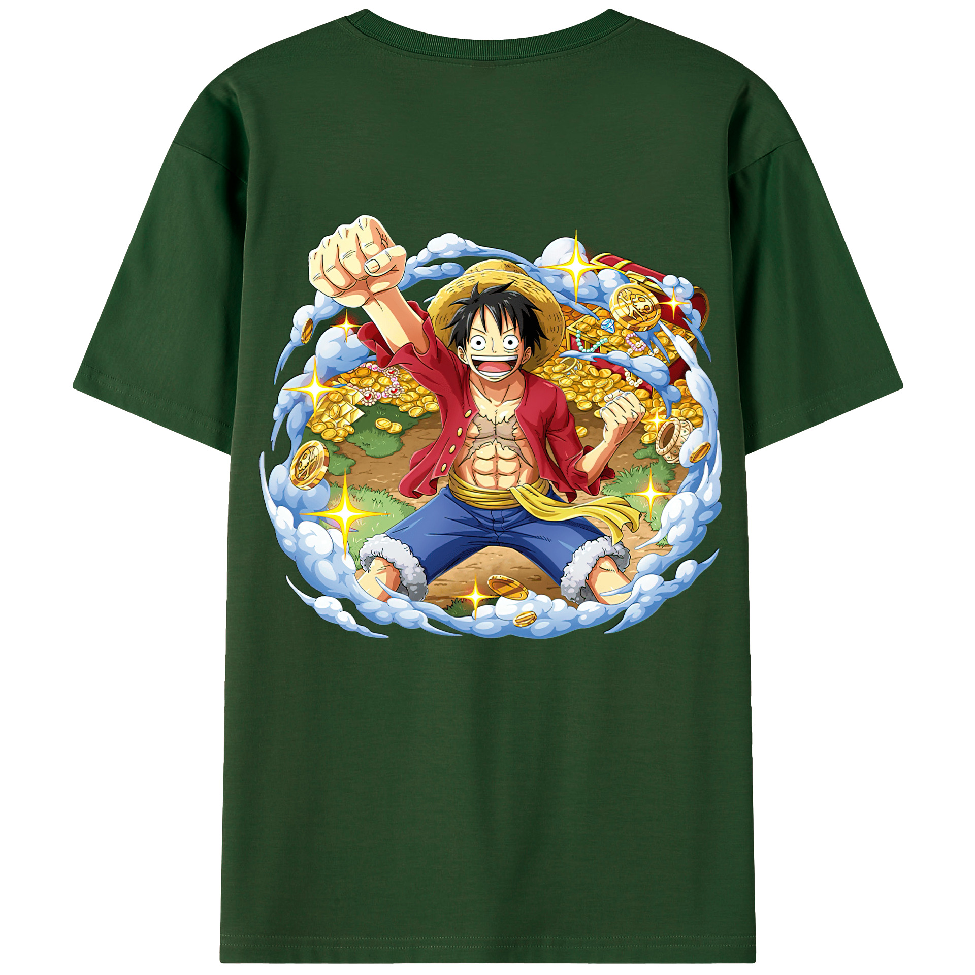 ワンピース モンキー・D・ルフィ ONE PIECE Monkey D. Luffy 綿100％半袖Tシャツ（背面プリント）